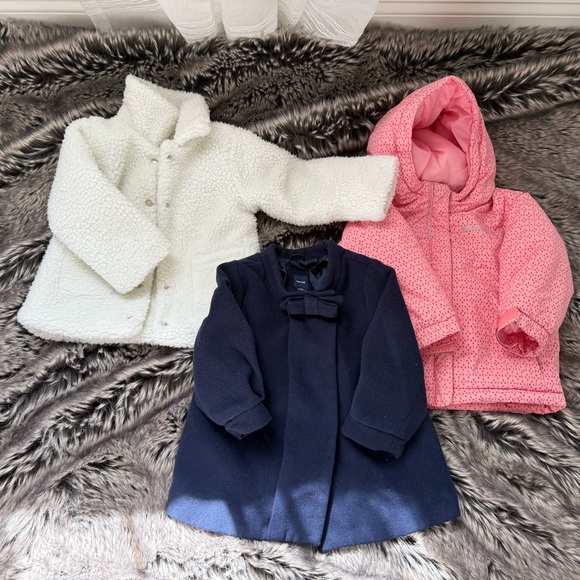 White, Pink, and Navy Baby Coats - Picture 1 of 5